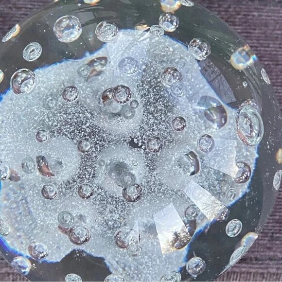 Clear Effervescent Art Glass Paperweight with Bubbles - One Only - Picture 8 of 13
